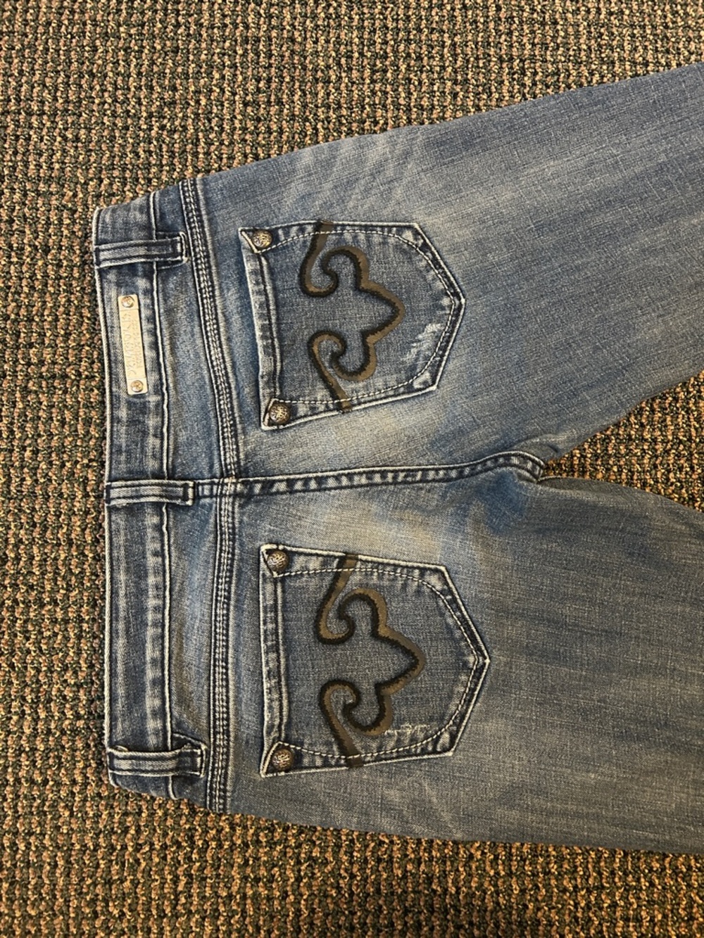 Rerock For Express Light Blue Denim Jeans with Black Embroidery